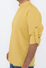 Men Mustard Slim Fit Linen Shirt SC309