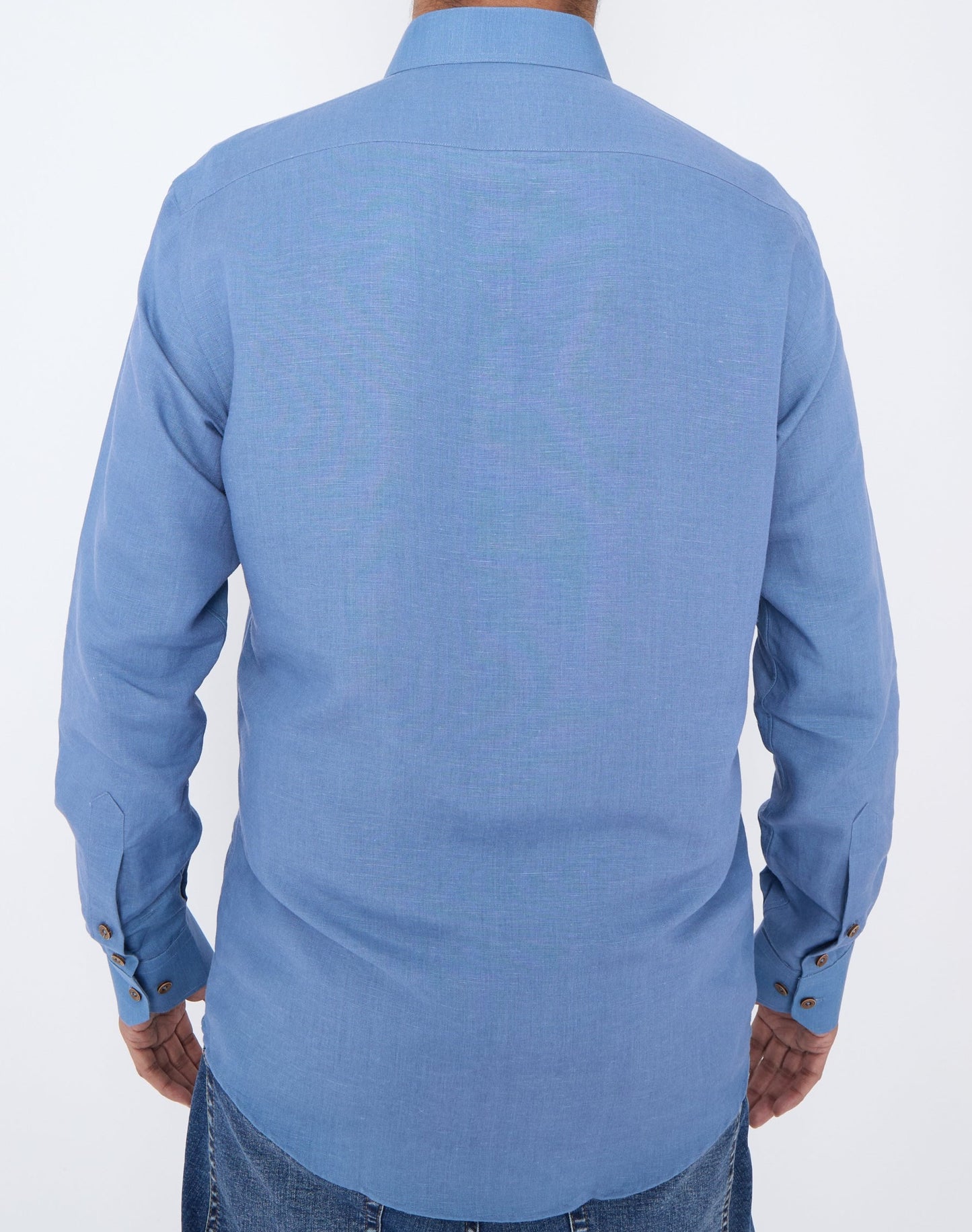 Men Blue Slim Fit Linen Shirt SC306