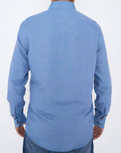 Men Blue Slim Fit Linen Shirt SC306