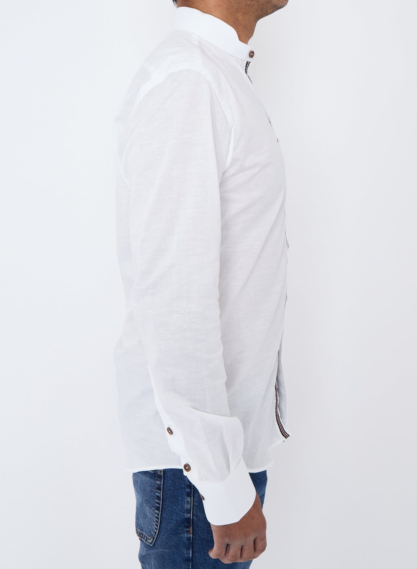 Men White Slim Fit Linen Shirt SC305