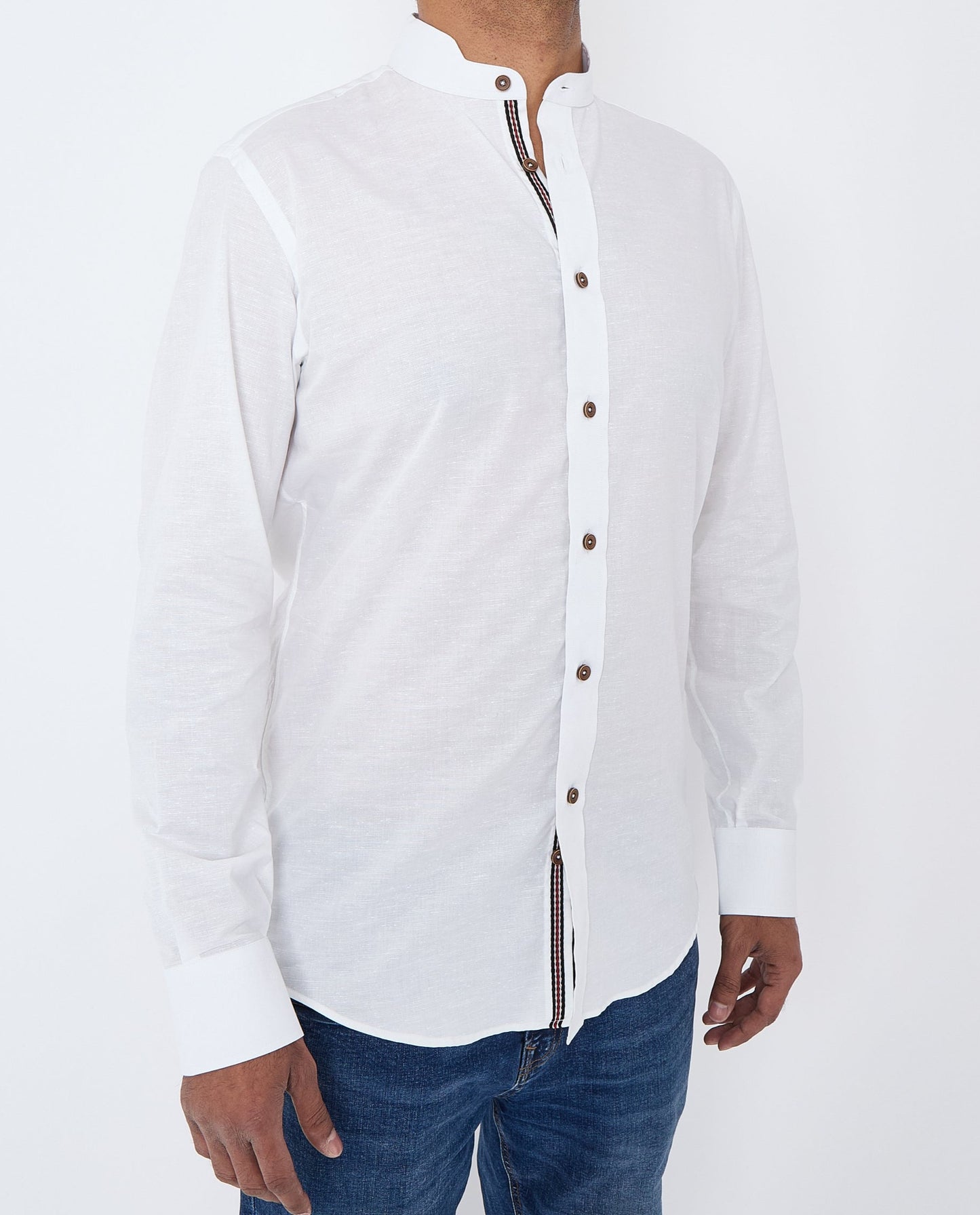 Men White Slim Fit Linen Shirt SC305