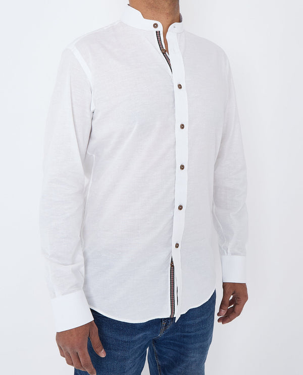 Men White Slim Fit Linen Shirt SC305