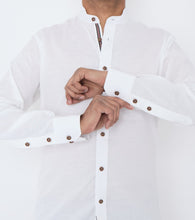 Men White Slim Fit Linen Shirt SC305