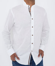 Men White Slim Fit Linen Shirt SC305