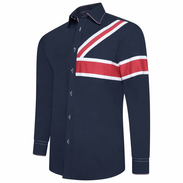 Men Navy Slim Fit Shirt UK Flag SC318