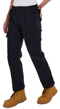 Sam Caan Women Work Trouser With Cargo Pockets Elasticated Waist Black P1