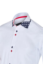 Sam Caan Men's Slim Fit White Shirt with USA Flag Sleeve Design SC332