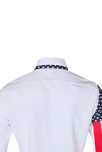 Sam Caan Men's Slim Fit White Shirt with USA Flag Sleeve Design SC332