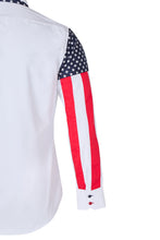 Sam Caan Men's Slim Fit White Shirt with USA Flag Sleeve Design SC332