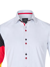 Sam Caan Men's Regular Fit White Shirt with Germany Flag Sleeve Design SC333