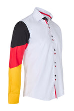 Sam Caan Men's Regular Fit White Shirt with Germany Flag Sleeve Design SC333