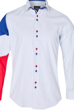 Sam Caan Men's Regular Fit White Shirt with France Flag Sleeve Design SC334