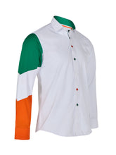 Sam Caan Men's Slim Fit White Shirt with Irish Flag Tricolour Sleeve Design SC330