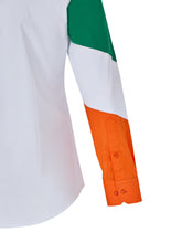 Sam Caan Men's Regular Fit White Shirt with Irish Flag Tricolour Sleeve Design SC330