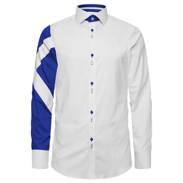 Men’s White Slim Fit Shirt with Scottish Flag Arm Detail SC325