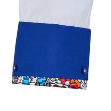Sam Caan Men's Regular Fit White Dress Shirt with Dog Pattern Contrast Collar & Cuffs SC331