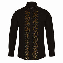 Men Black Gold Paisley Regular fit Shirt
