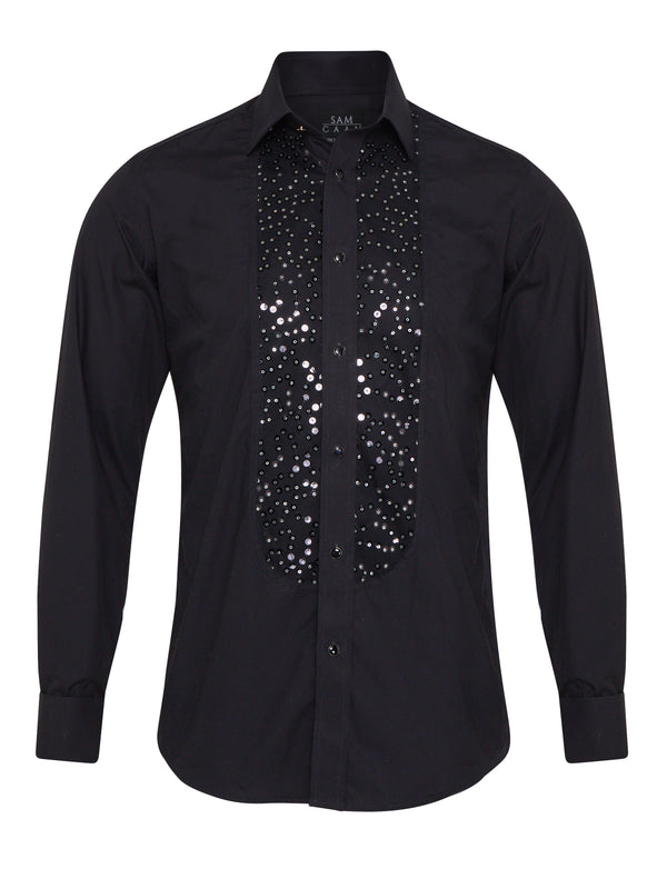 Men Black Sequin Slim fit shirt