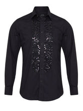 Men Black Sequin Slim fit shirt