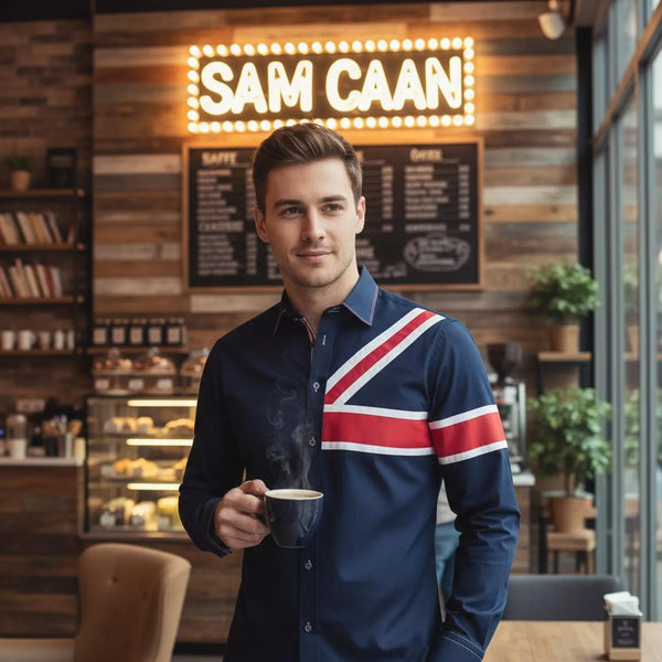 Men Navy Slim Fit Shirt UK Flag SC318