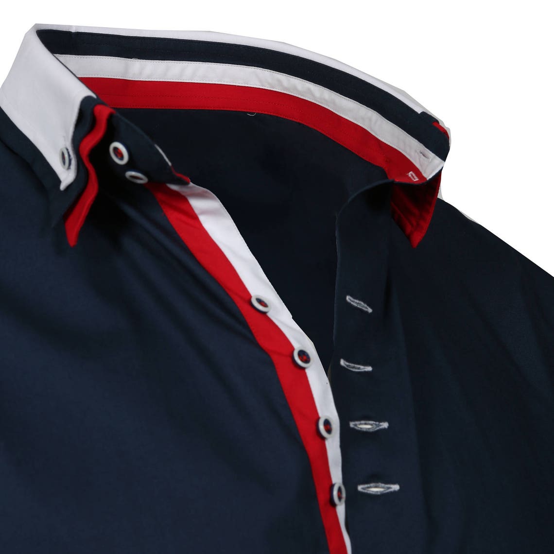 Men Navy Triple Collar Regular Fit Shirt