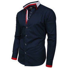 Men Navy Triple Collar Slim Fit Shirt