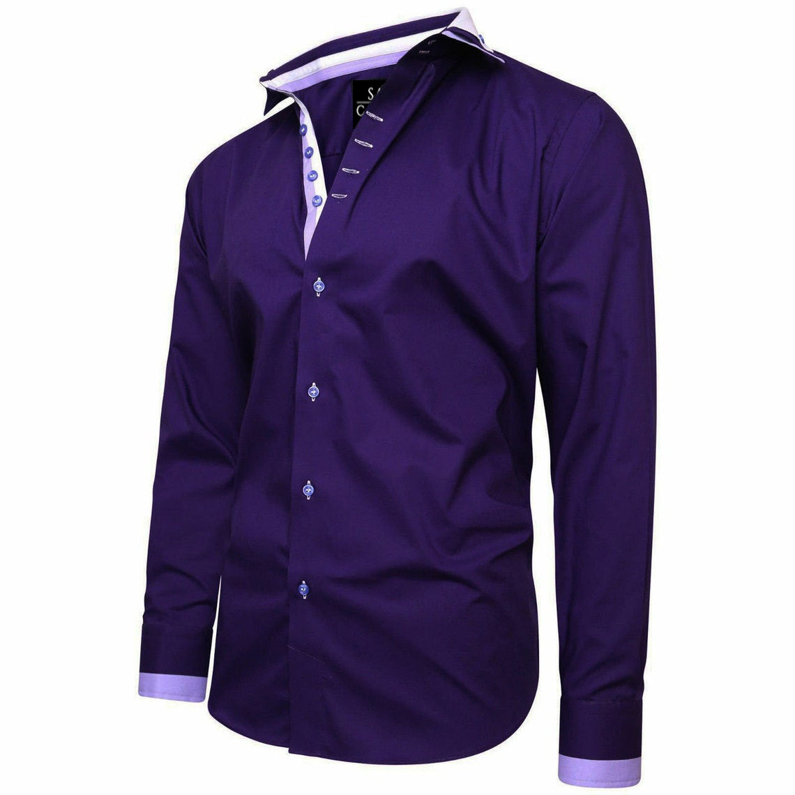 Men Purple Triple Collar Regular Fit Shirt