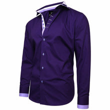 Men Purple Triple Collar Slim Fit Shirt