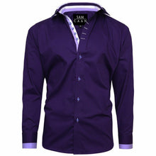 Men Purple Triple Collar Slim Fit Shirt