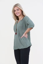 Women Khaki Italian Cotton Top with Necklace