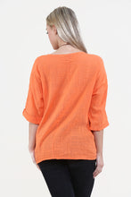 Women Orange Italian Cotton Top with Necklace