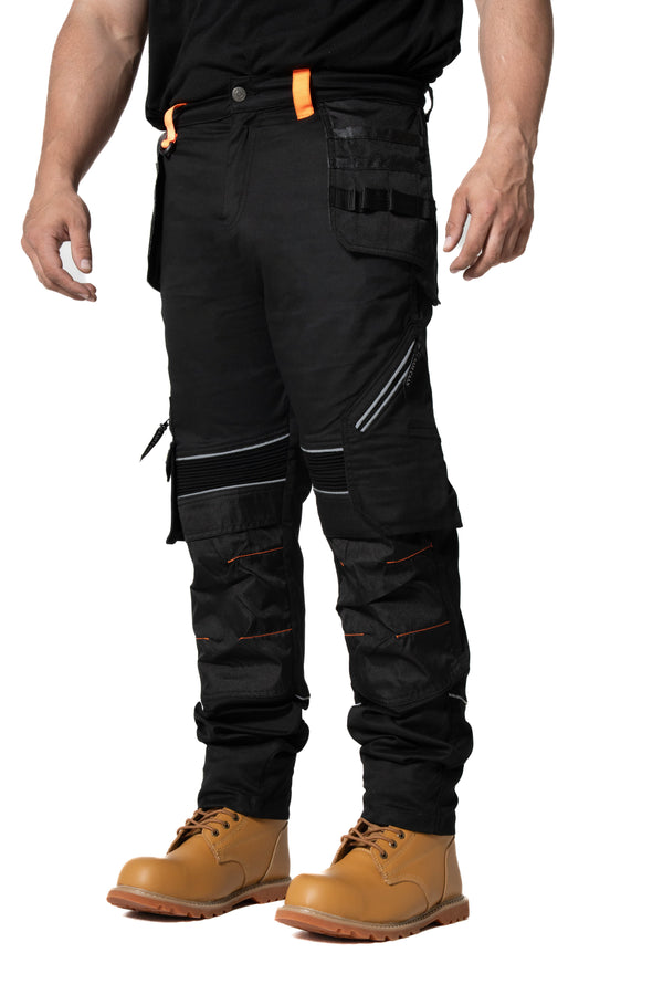 Sam Caan Men Work Trouser Cargo Holster Pockets Regular Fit Black STY5