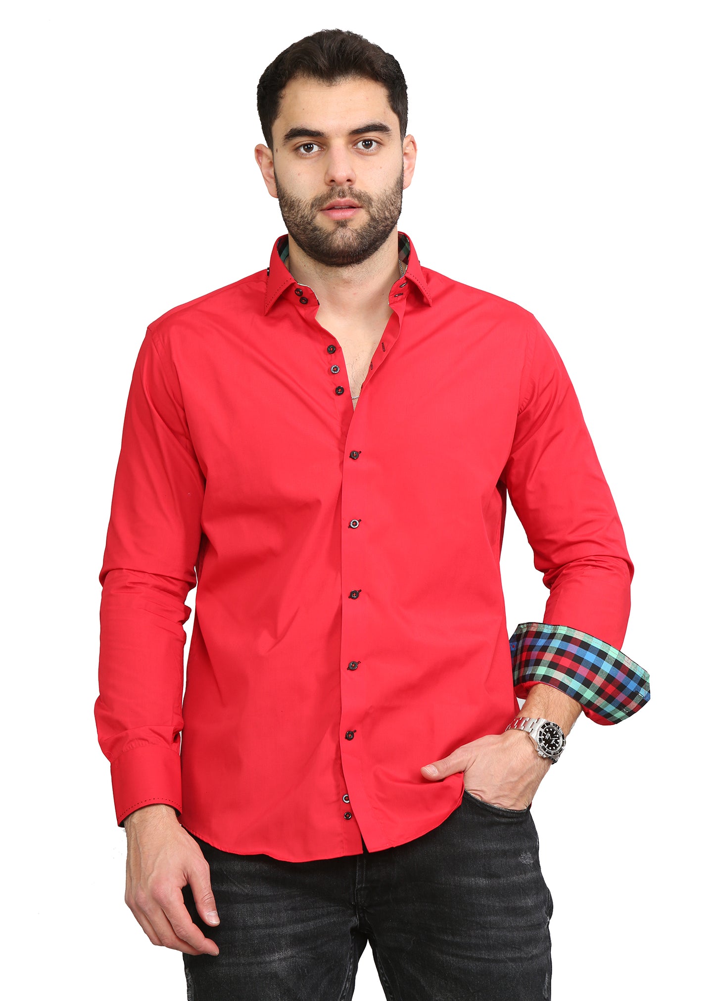 Men Red Slim Fit Shirt 10027