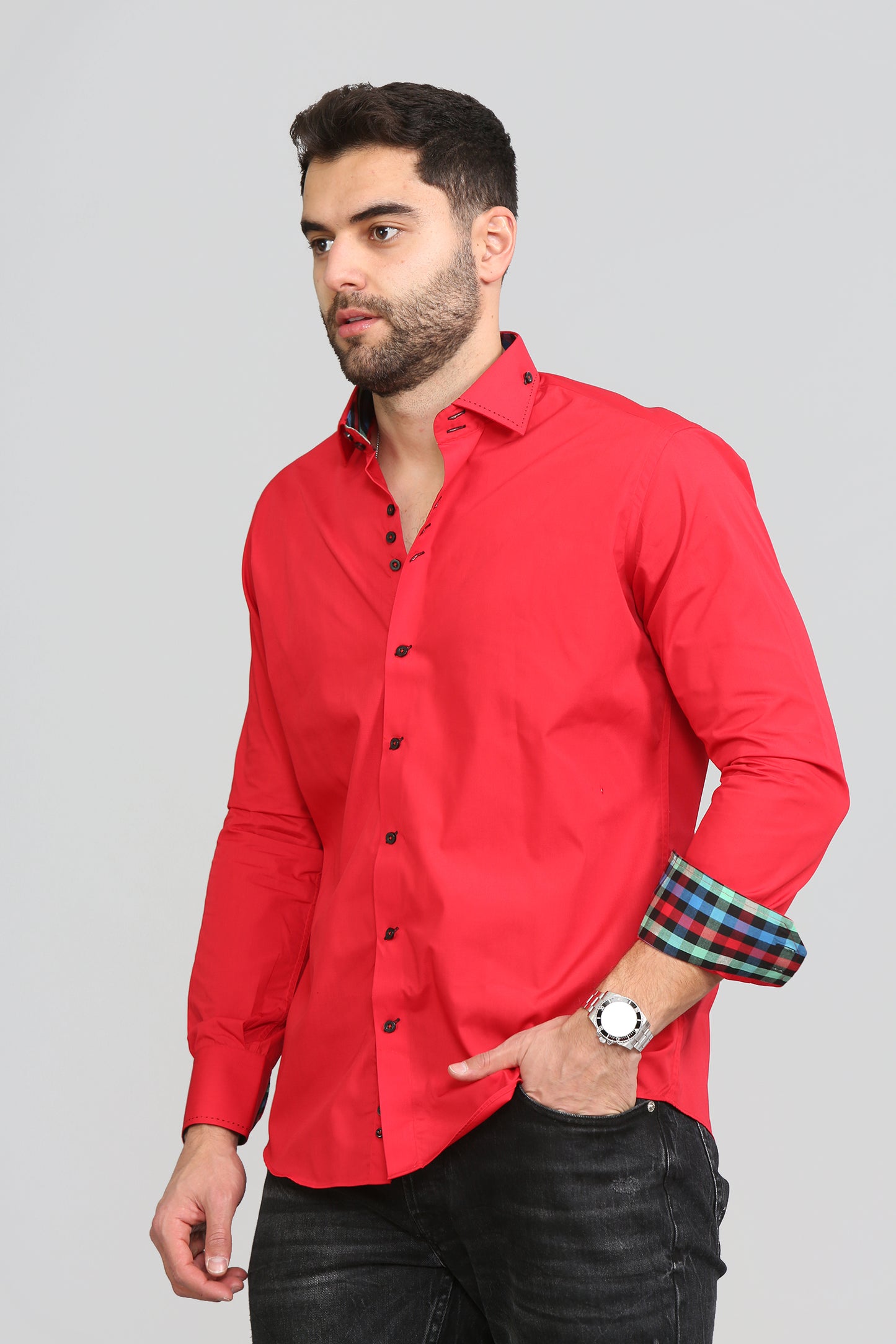 Men Red Slim Fit Shirt 10027