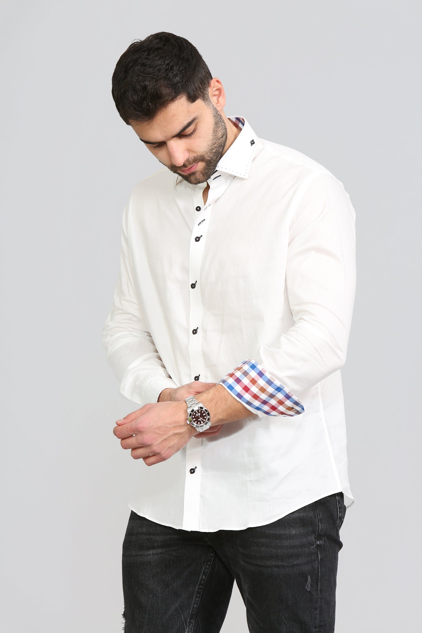 Men White Slim Fit Shirt 1009