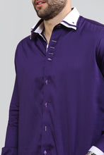 Men Purple Triple Collar Regular Fit Shirt