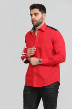 Men Red Slim Fit Shirt with UK Flag on Sleeves