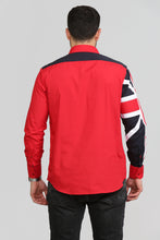 Men Red Slim Fit Shirt with UK Flag on Sleeves