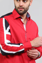 Men Red Slim Fit Shirt with UK Flag on Sleeves