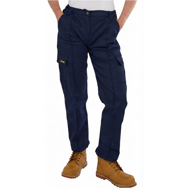 Sam Caan Women Work Trouser With Cargo Pockets Elasticated Waist Navy P1