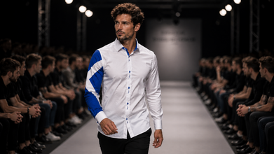 Men’s White Regular Fit Shirt with Scottish Flag Arm Detail SC325
