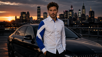 Men’s White Regular Fit Shirt with Scottish Flag Arm Detail SC325