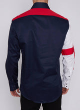 Men Navy Regular Fit Shirt with England Union Jack on Sleeves SC302