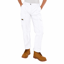 Sam Caan Women Work Trouser With Cargo Pockets Elasticated Waist White P1