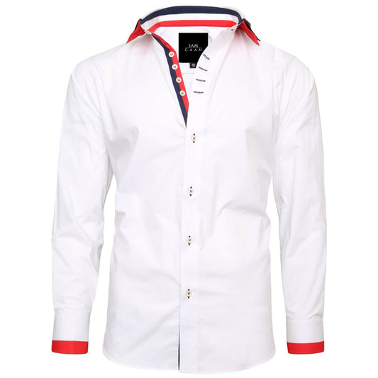 Men White Triple Collar Regular Fit Shirt
