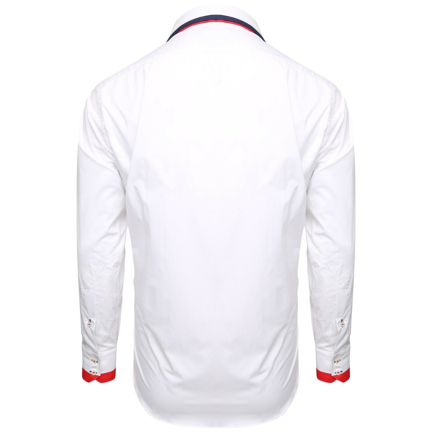 Men White Triple Collar Slim Fit Shirt
