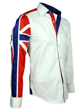 Men White Slim Fit Shirt with UK Flag on Sleeves