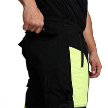 Men Hi Visibility Waterproof Work Trouser Black Yellow with Drawstring