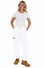 Sam Caan Women Work Trouser With Cargo Pockets Elasticated Waist White P1