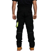 Men Hi Visibility Waterproof Work Trouser Black Yellow with Drawstring